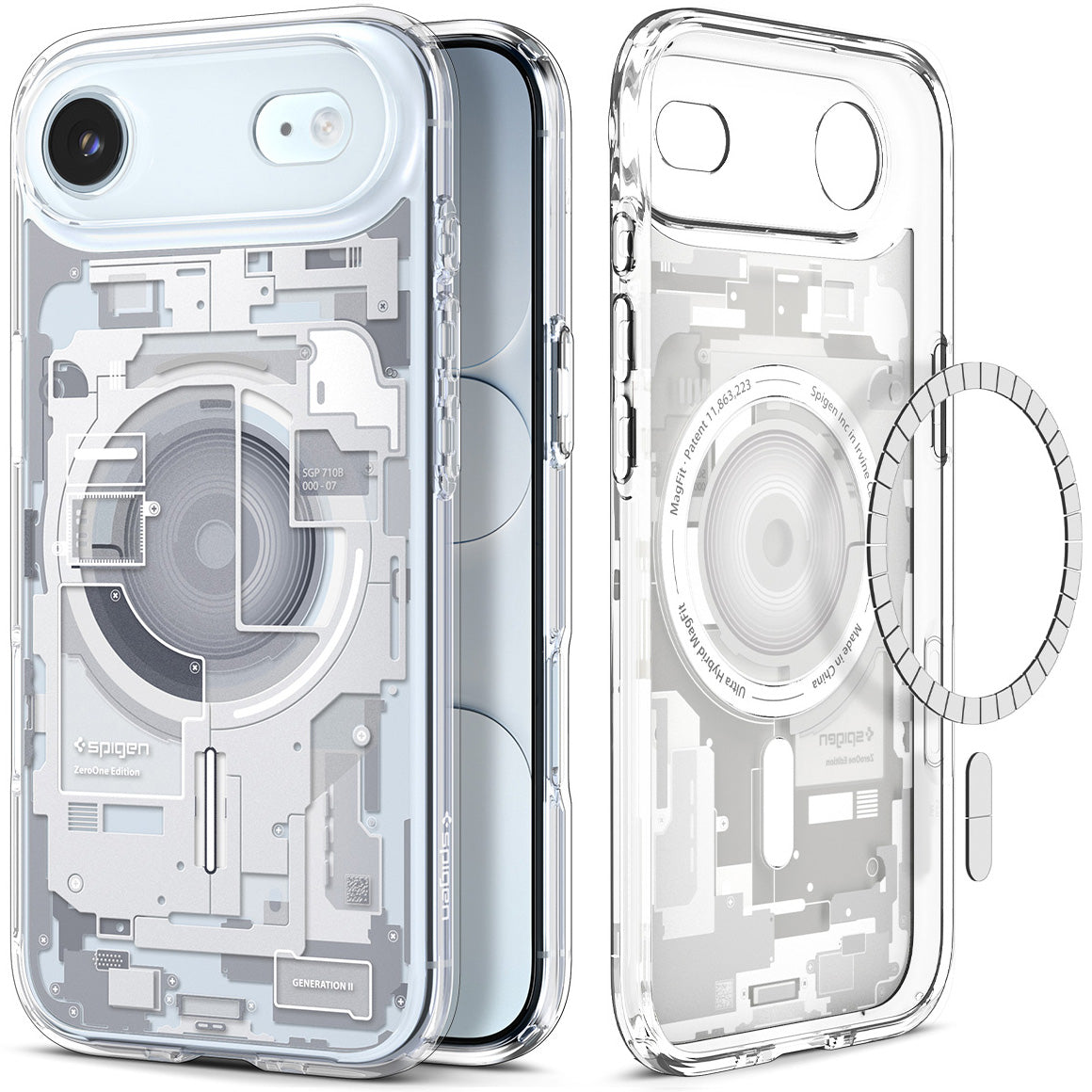 Handyhülle für iPhone Air, Spigen Ultra Hybrid Mag mit MagSafe, Weiß-Grau (Zero One)
