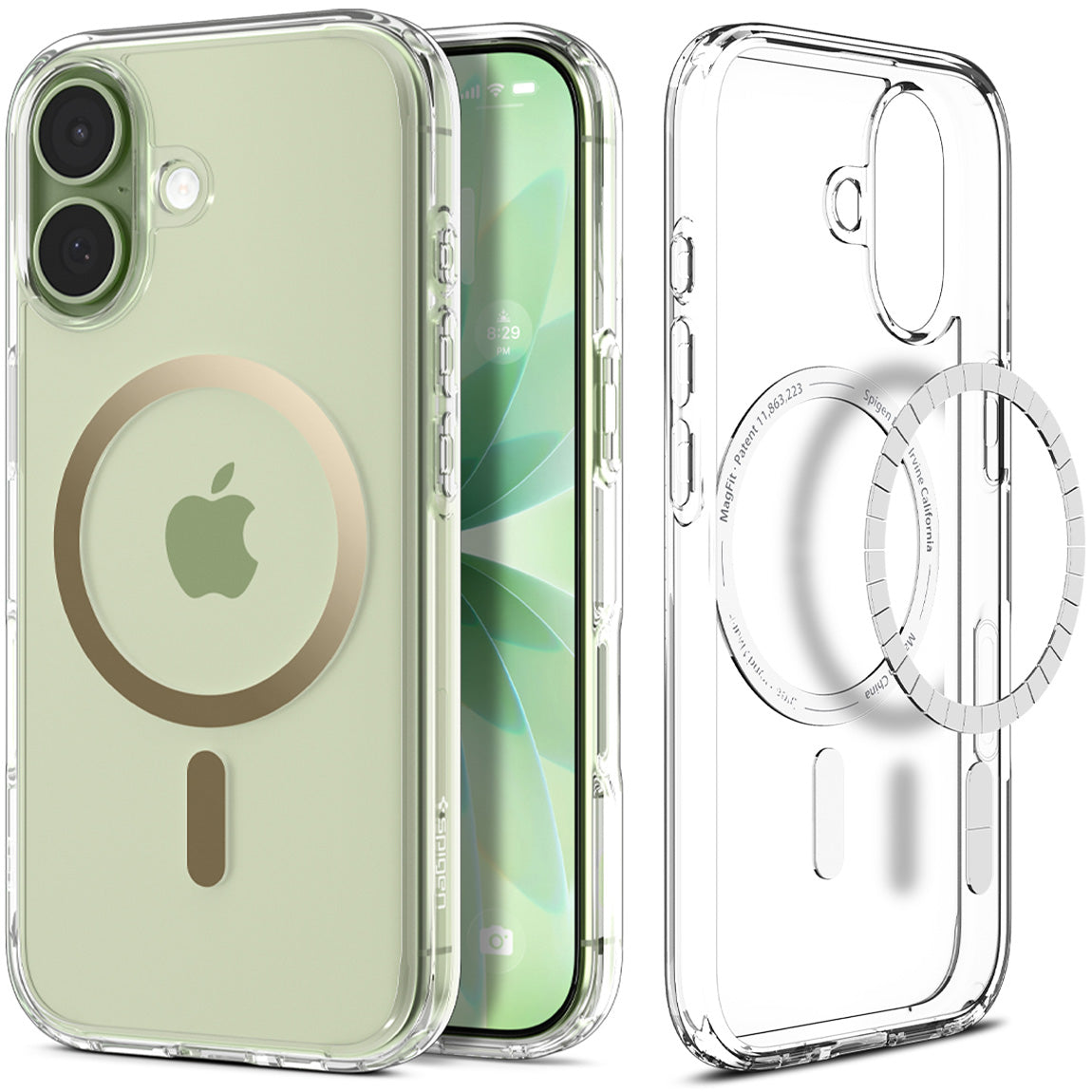 Handyhülle für iPhone 17, Spigen Ultra Hybrid Mag mit MagSafe, Transparent-Golden