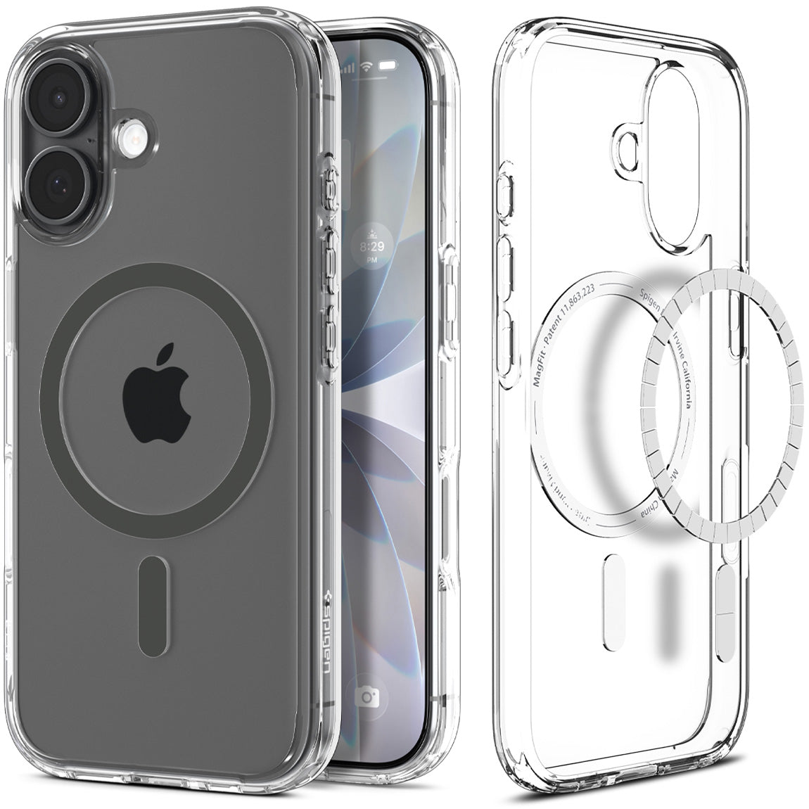 Handyhülle für iPhone 17, Spigen Ultra Hybrid Mag mit MagSafe, Transparent-Grau