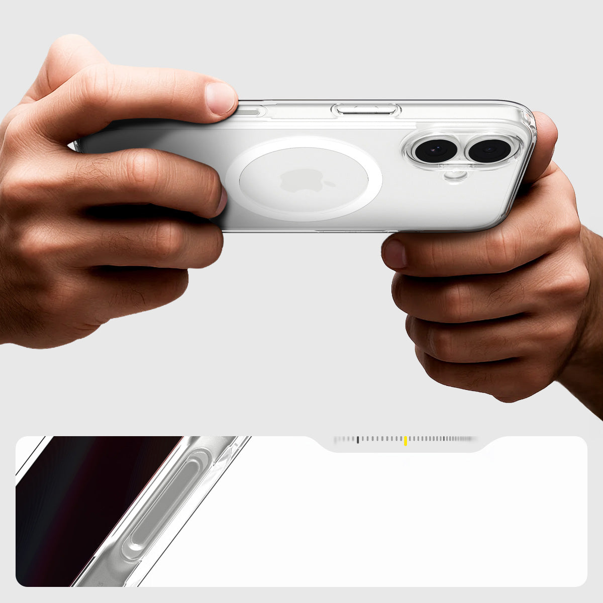 Handyhülle für iPhone 17, Spigen Ultra Hybrid Mag mit MagSafe, Transparent-Weiß