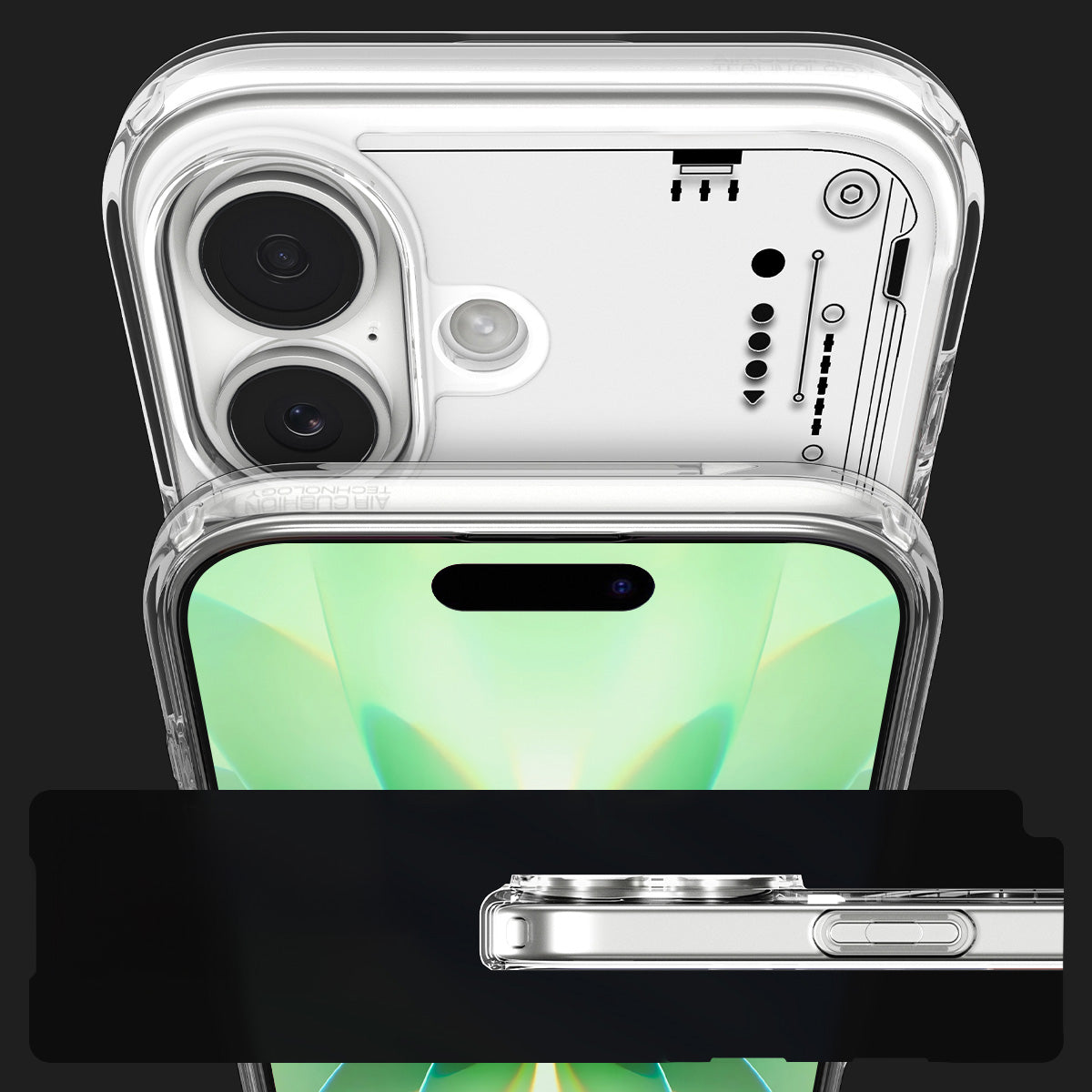Handyhülle für iPhone 17, Spigen Ultra Hybrid Mag mit MagSafe, Transparent-Gemustert (Neo One)
