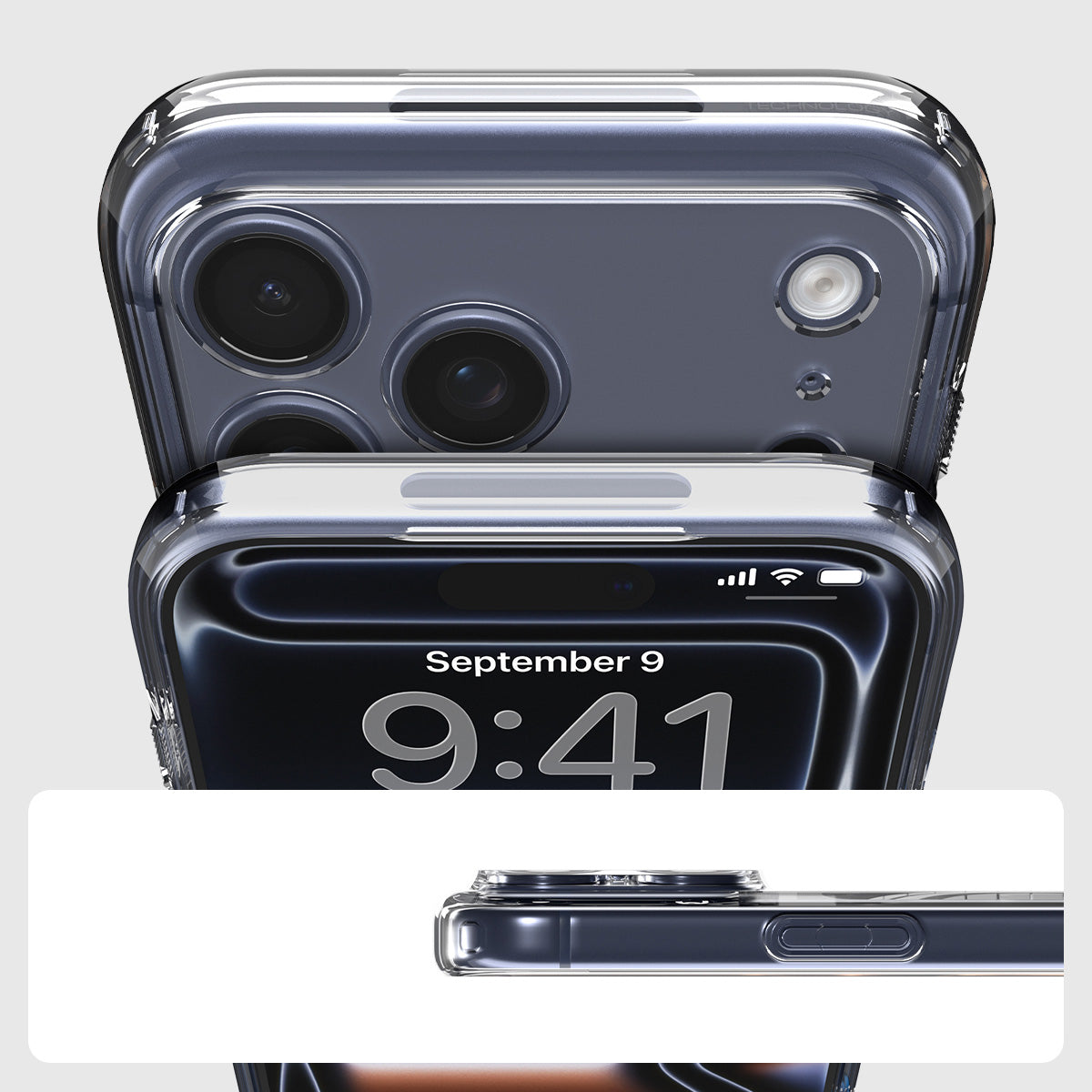 Handyhülle für iPhone 17 Pro, Spigen Ultra Hybrid Mag mit MagSafe, Transparent-Grau