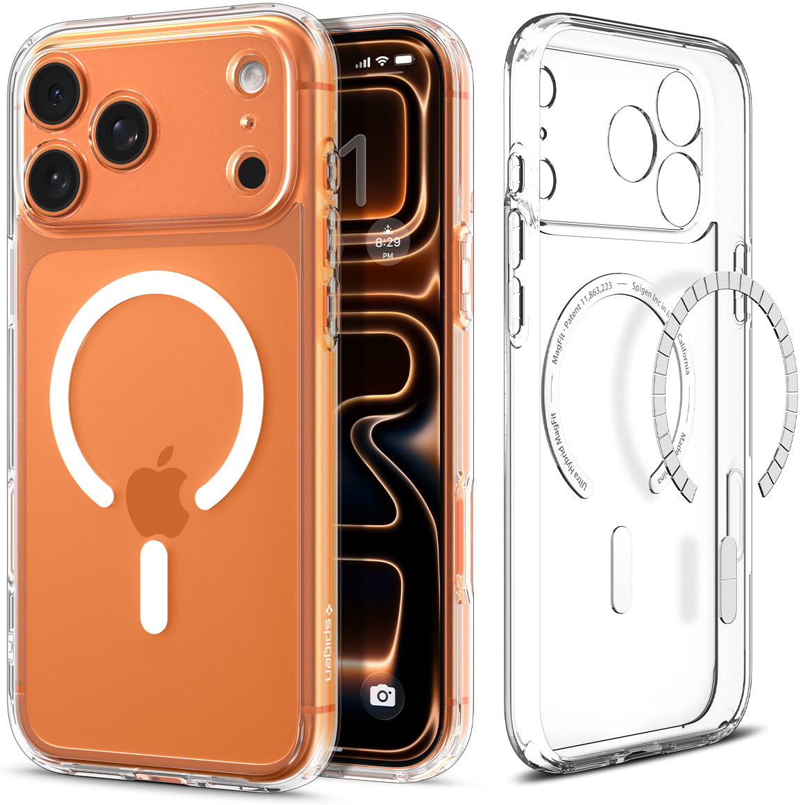 Handyhülle für iPhone 17 Pro, Spigen Ultra Hybrid Mag mit MagSafe, Transparent-Weiß
