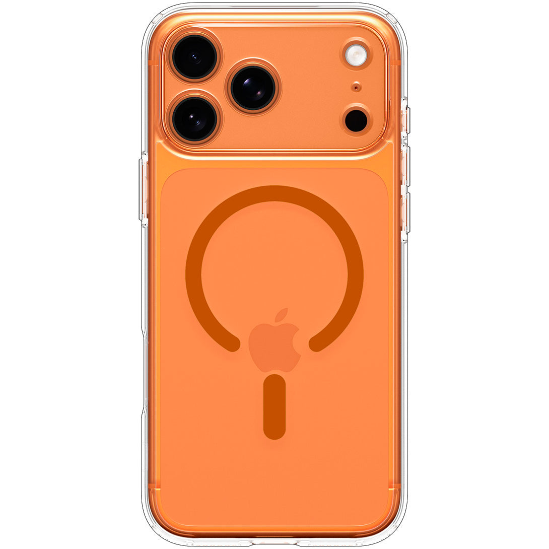 Handyhülle für iPhone 17 Pro Max, Spigen Ultra Hybrid Mag mit MagSafe, Transparent-Orange
