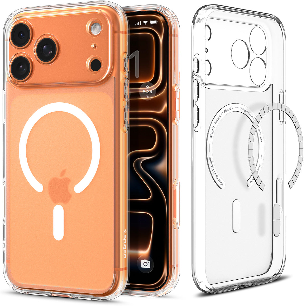 Handyhülle für iPhone 17 Pro Max, Spigen Ultra Hybrid Mag mit MagSafe, Durchscheinend-Weiß