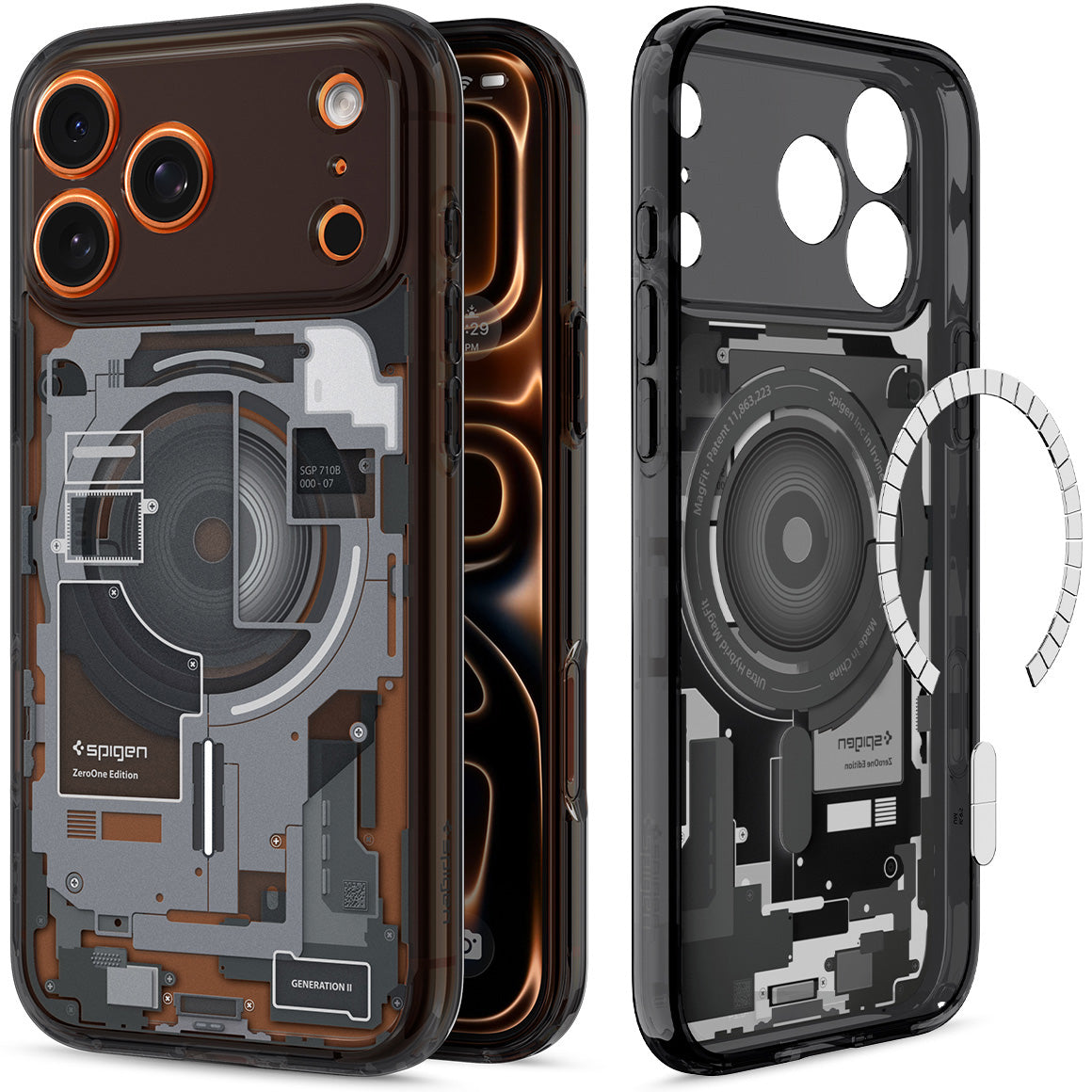 Handyhülle für iPhone 17 Pro, Spigen Ultra Hybrid Mag mit MagSafe, Rauchfarben-Grau (Zero One)