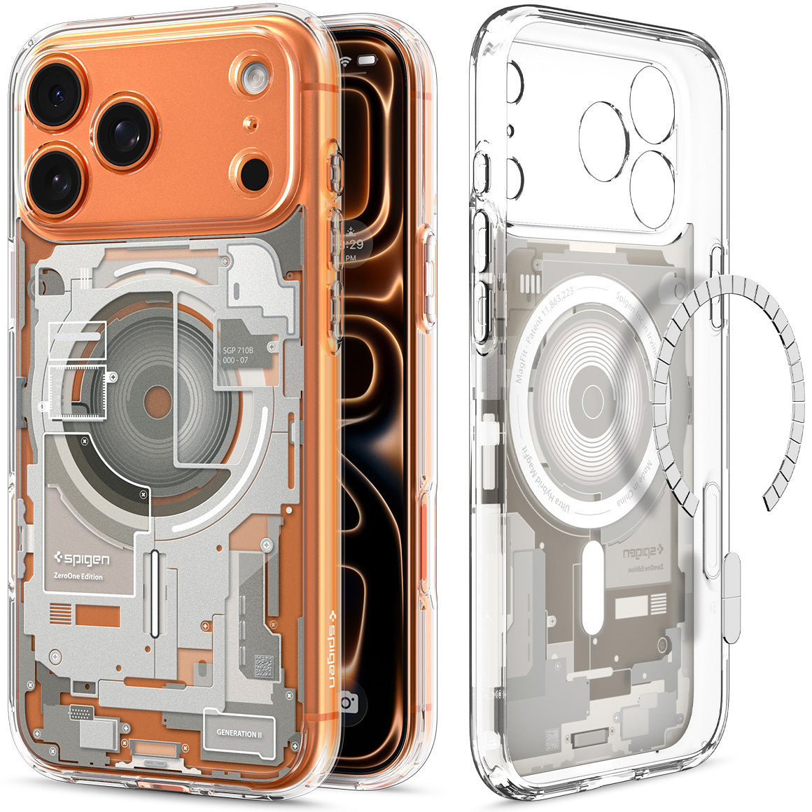 Handyhülle für iPhone 17 Pro, Spigen Ultra Hybrid Mag mit MagSafe, Beige-Transparent (Zero One)