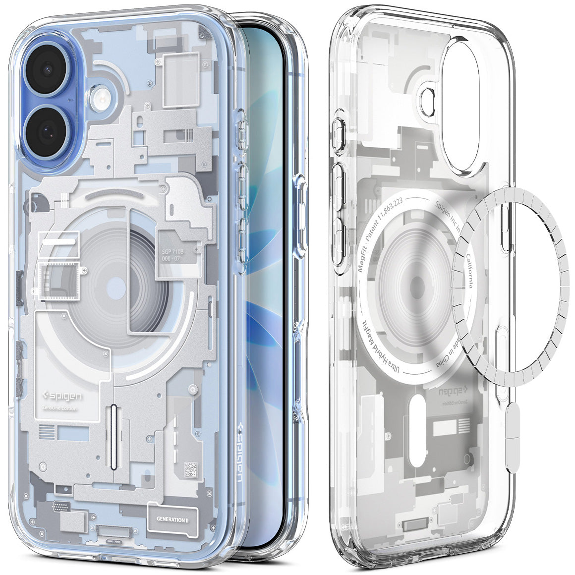 Handyhülle für iPhone 17, Spigen Ultra Hybrid Mag mit MagSafe, Weiß-Grau (Zero One)