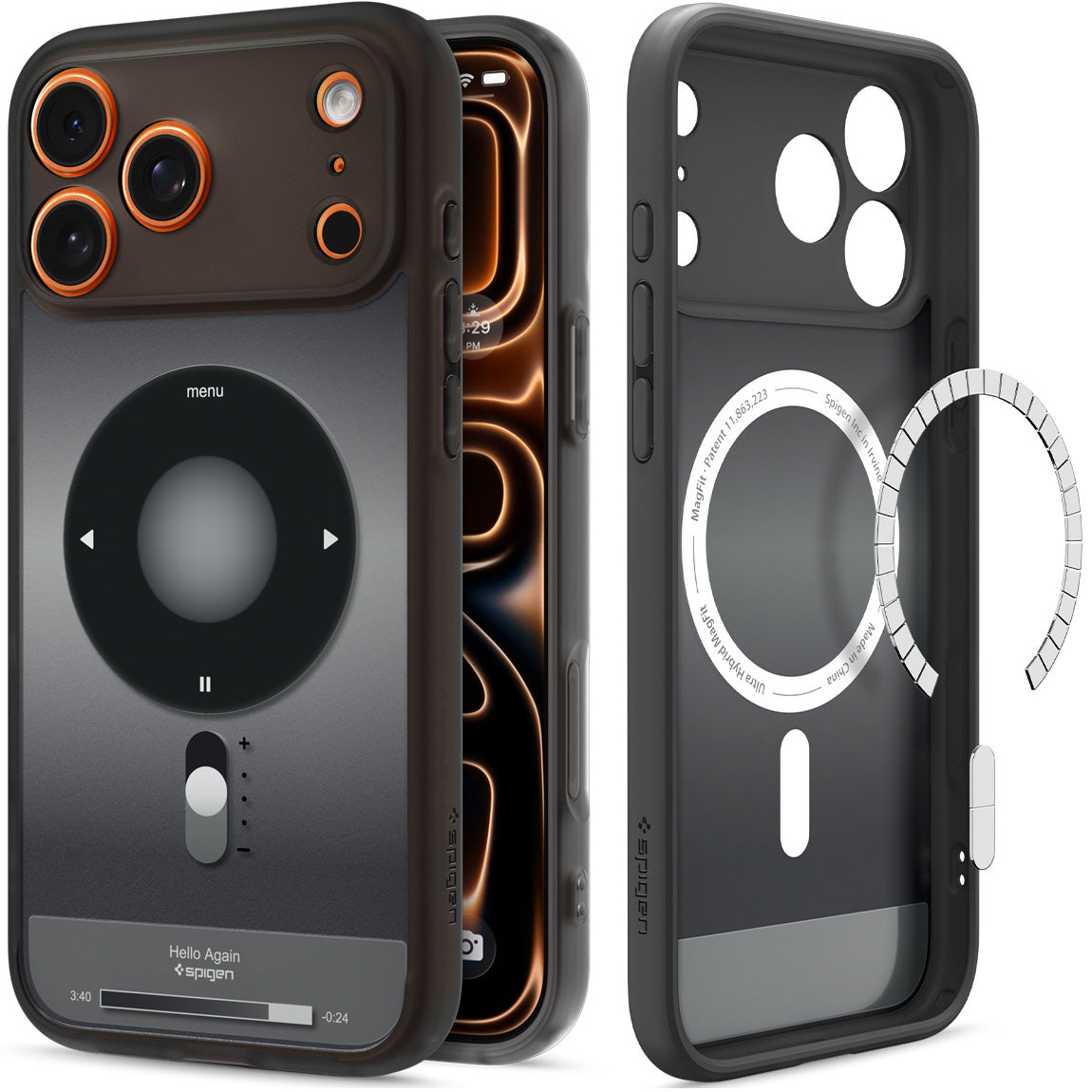 Handyhülle für iPhone 17 Pro, Spigen Ultra Hybrid Mag mit MagSafe, Grau-Schwarz (Classic)