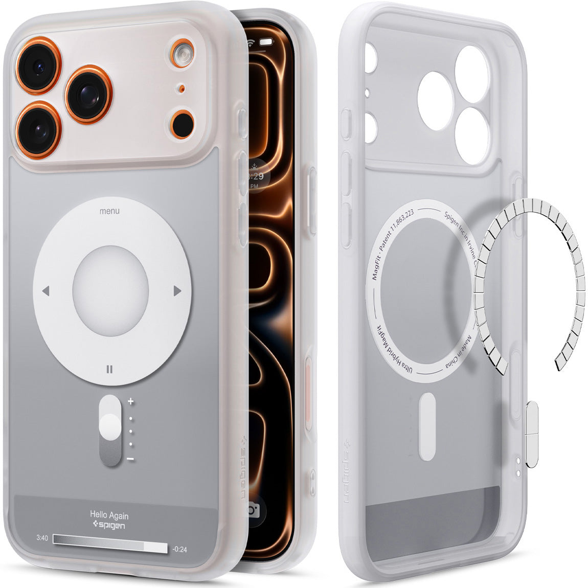 Handyhülle für iPhone 17 Pro Max, Spigen Ultra Hybrid Mag mit MagSafe, Grau-Weiß (Classic)