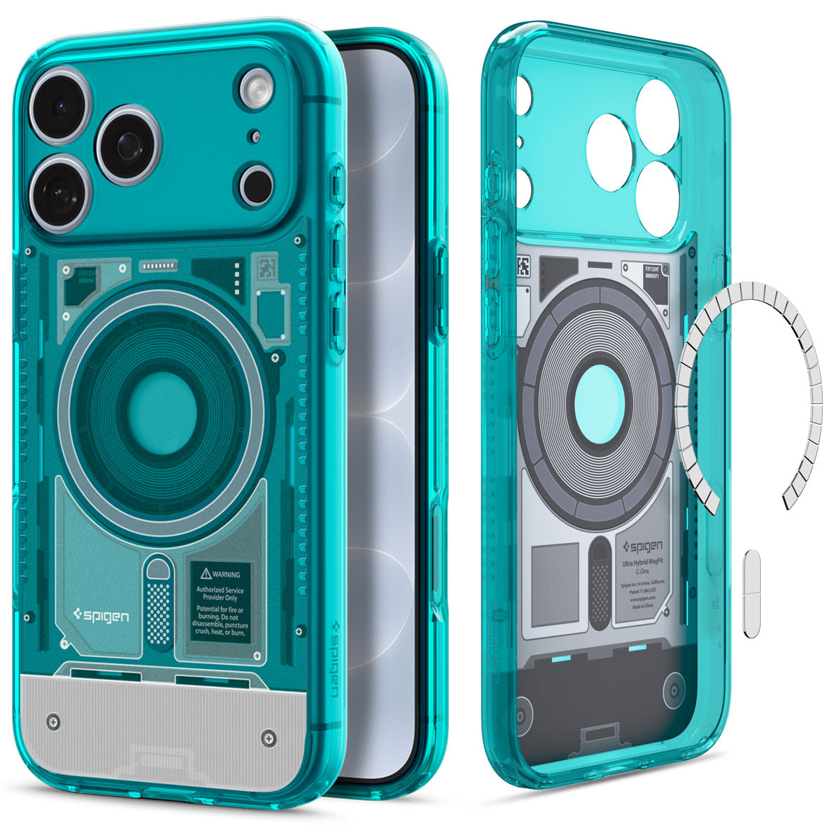 Handyhülle für iPhone 18 Pro / 17 Pro, Spigen Ultra Hybrid Mag mit MagSafe, Türkis (8/16)