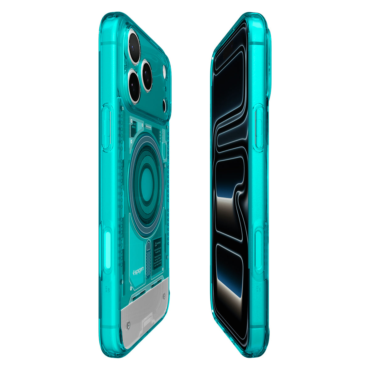 Handyhülle für iPhone 18 Pro / 17 Pro, Spigen Ultra Hybrid Mag mit MagSafe, Türkis (12/16)