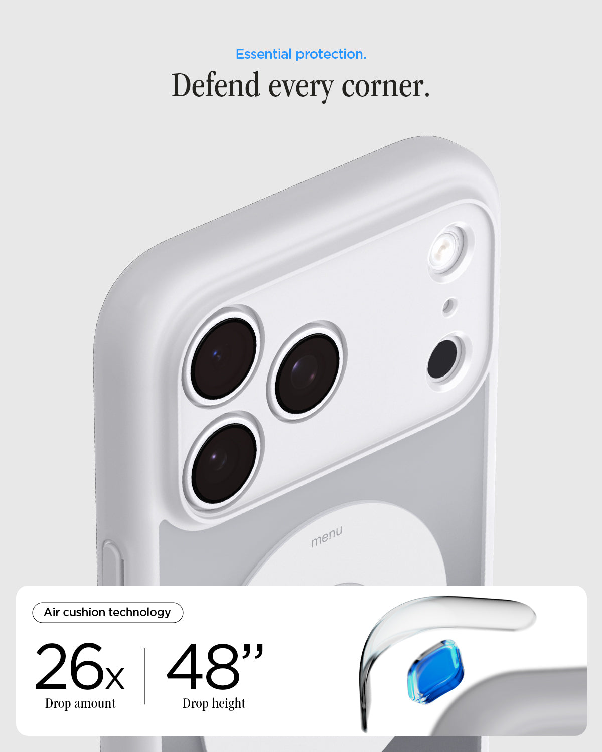 Handyhülle für iPhone 18 Pro, Spigen Ultra Hybrid Mag mit MagSafe, Grau-Weiß (Classic) (6/14)