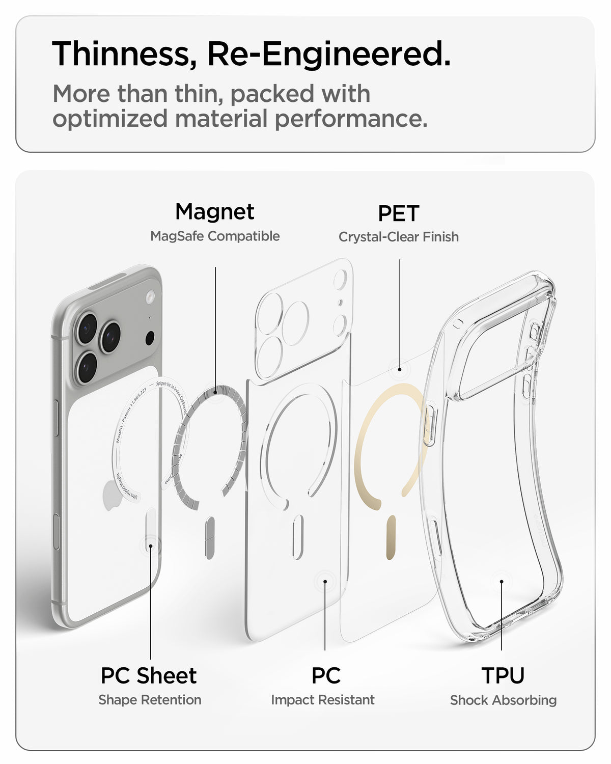 Handyhülle für iPhone 18 Pro, Spigen Ultra Hybrid Mag mit MagSafe, Transparent-Golden (3/16)