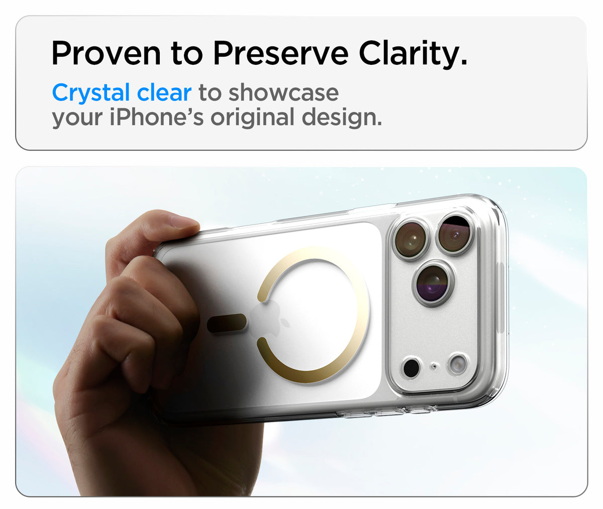 Handyhülle für iPhone 18 Pro, Spigen Ultra Hybrid Mag mit MagSafe, Transparent-Golden (15/16)