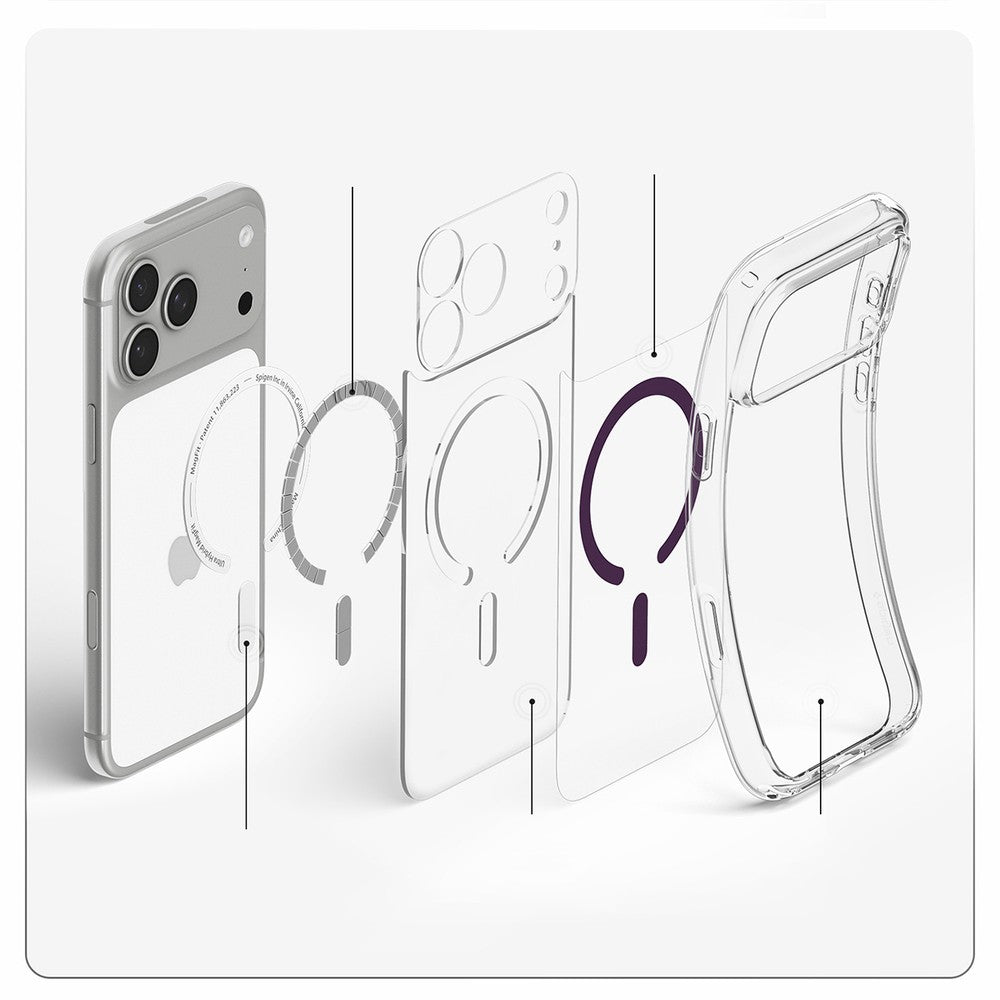 Handyhülle für iPhone 18 Pro / 17 Pro, Spigen Ultra Hybrid Mag mit MagSafe, Transparent-Violett (3/16)
