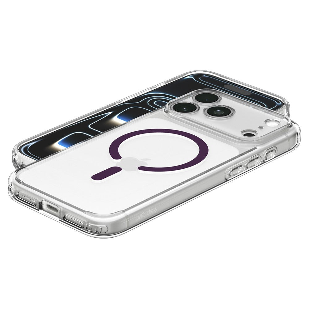 Handyhülle für iPhone 18 Pro / 17 Pro, Spigen Ultra Hybrid Mag mit MagSafe, Transparent-Violett (15/16)