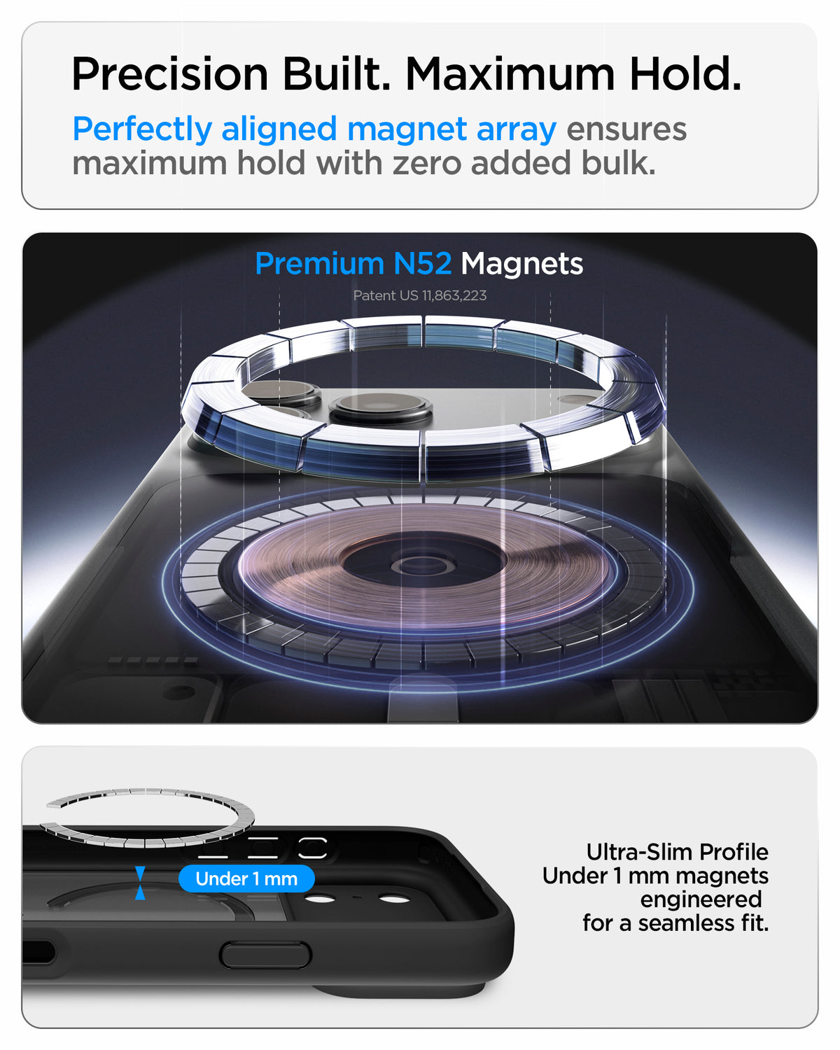 Handyhülle für iPhone 18 Pro, Spigen Ultra Hybrid Mag mit MagSafe, Durchscheinend-Schwarz (4/16)