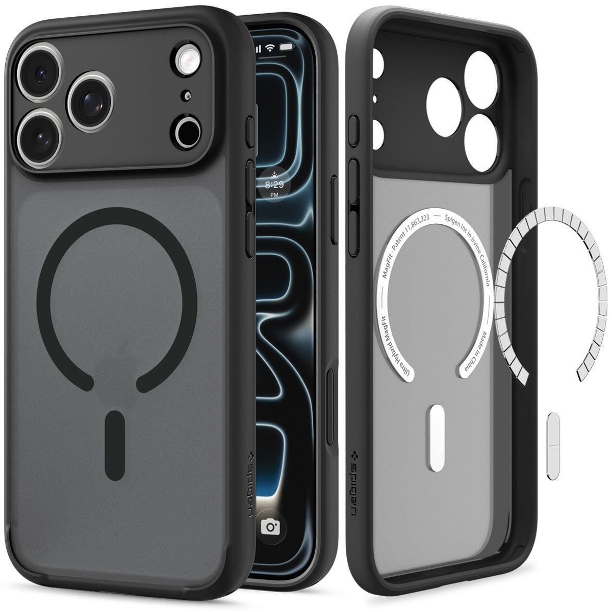 Handyhülle für iPhone 18 Pro, Spigen Ultra Hybrid Mag mit MagSafe, Durchscheinend-Schwarz (7/16)