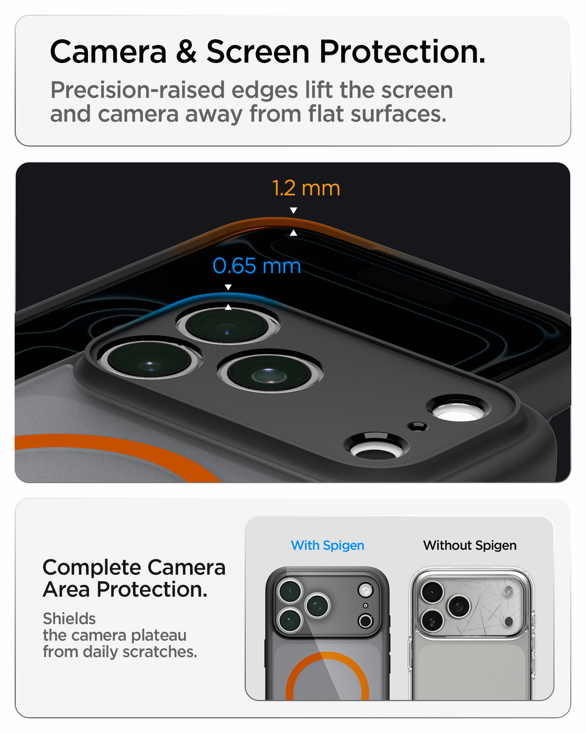 Handyhülle für iPhone 18 Pro, Spigen Ultra Hybrid Mag mit MagSafe, Durchscheinend-Schwarz-Orange (2/16)