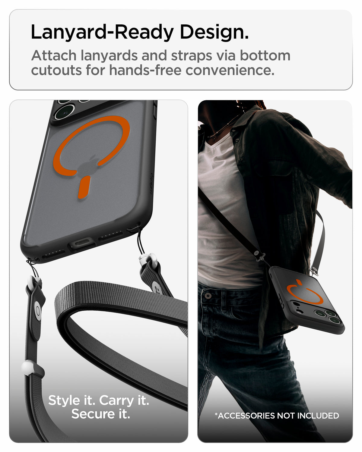 Handyhülle für iPhone 18 Pro, Spigen Ultra Hybrid Mag mit MagSafe, Durchscheinend-Schwarz-Orange (16/16)