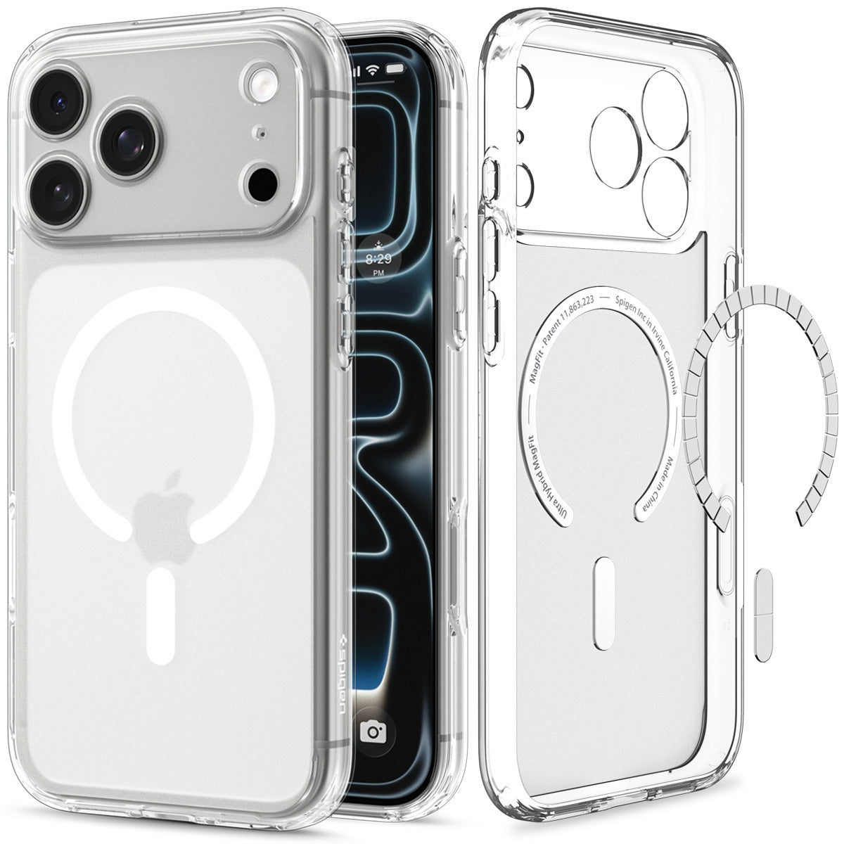 Handyhülle für iPhone 18 Pro, Spigen Ultra Hybrid Mag mit MagSafe, Durchscheinend-Weiß (7/16)