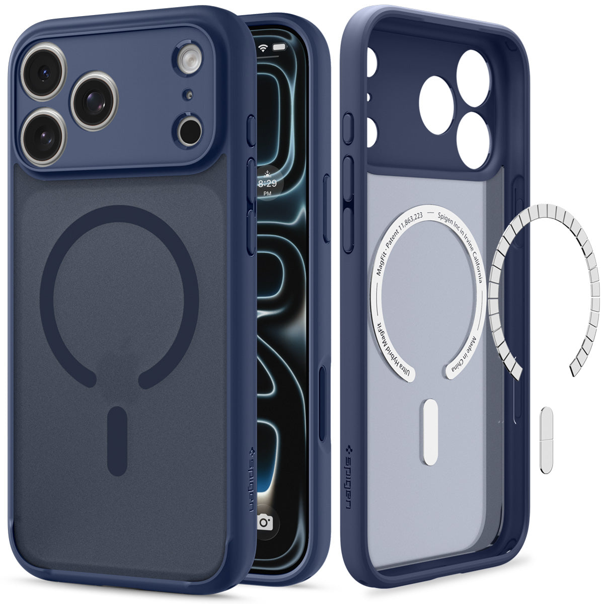 Handyhülle für iPhone 18 Pro Max, Spigen Ultra Hybrid Mag mit MagSafe, Durchscheinend-Blau (7/16)