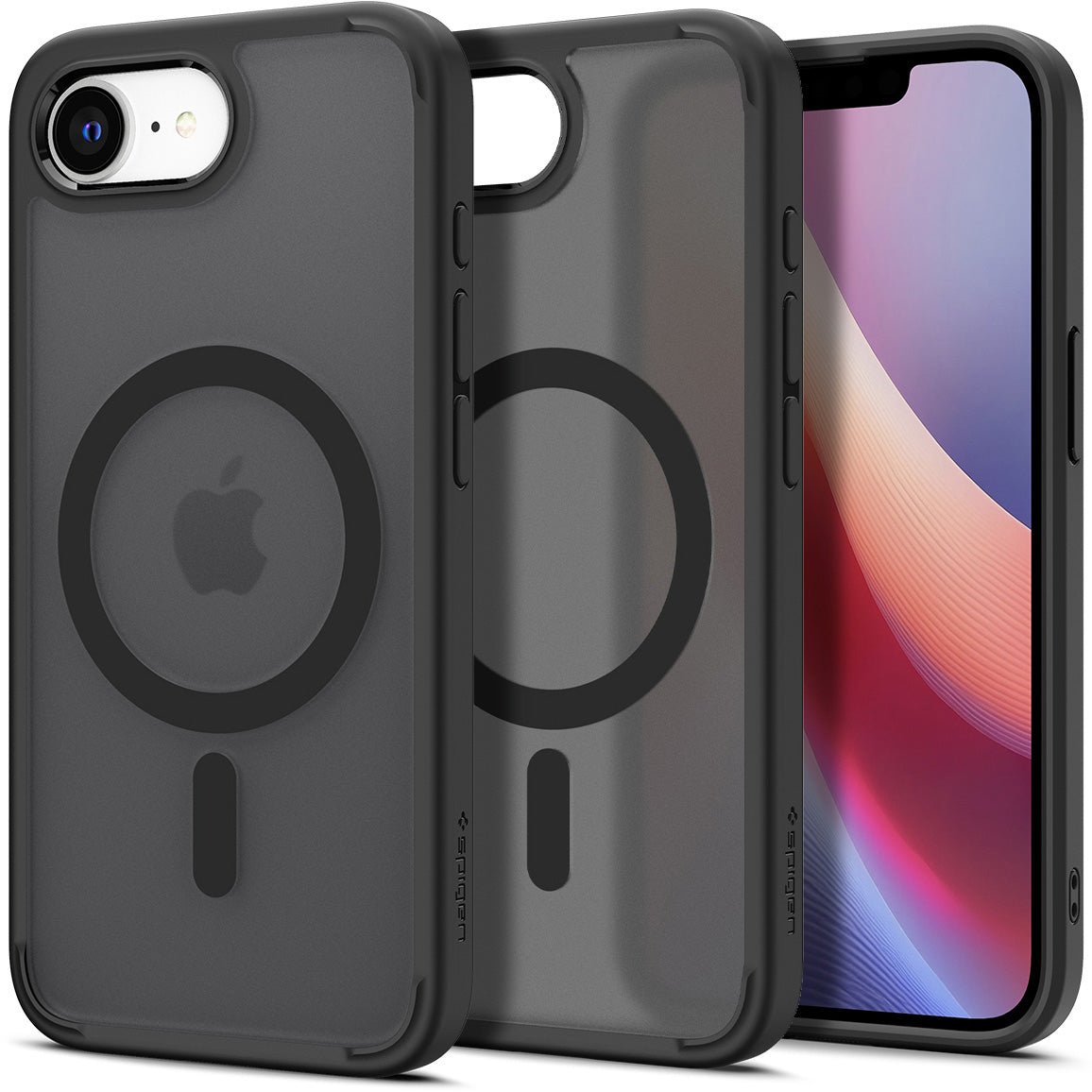 Handyhülle für iPhone 17e / 16e, Spigen Ultra Hybrid Mag mit MagSafe, Grau-Schwarz