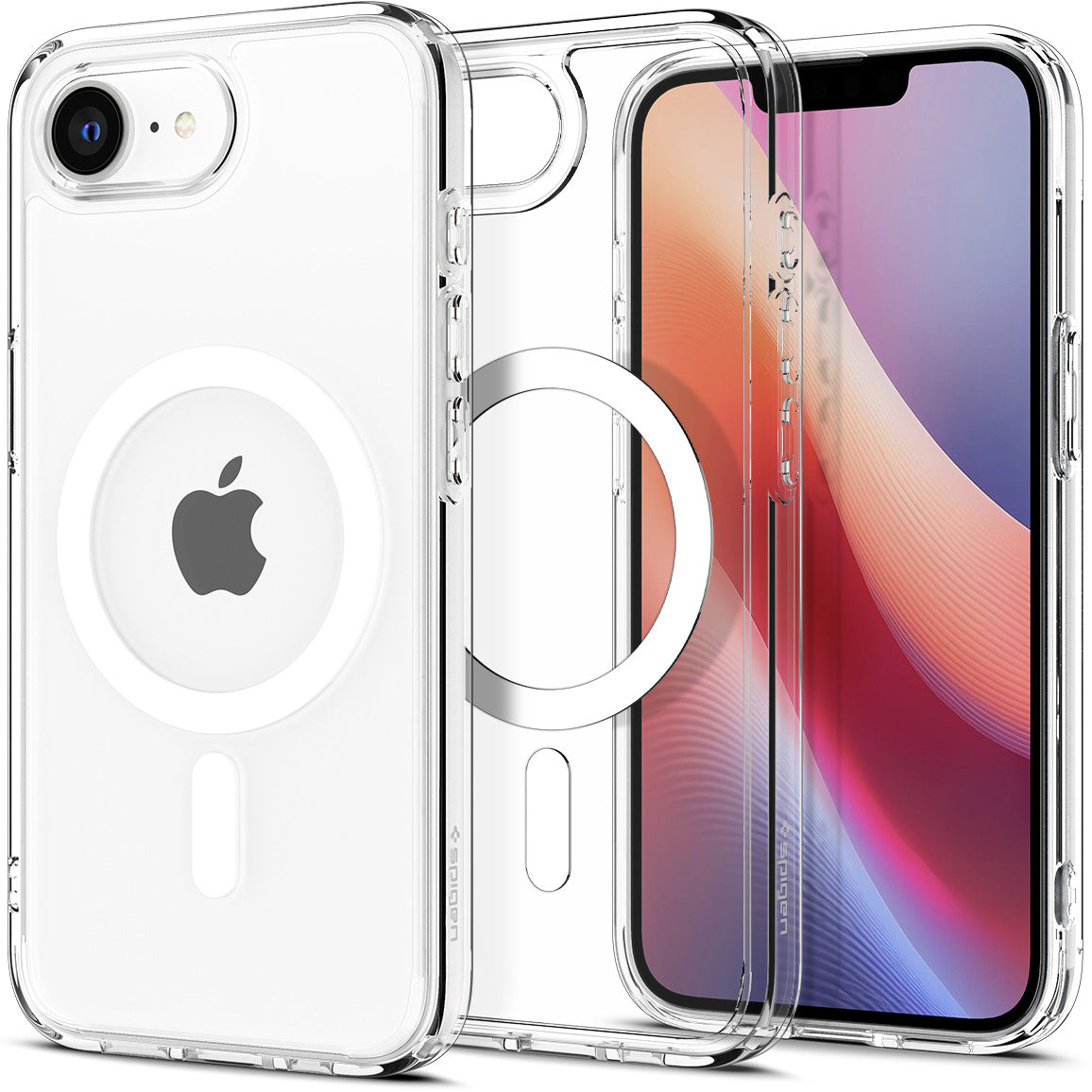 Handyhülle für iPhone 17e / 16e, Spigen Ultra Hybrid Mag mit MagSafe, Transparent-Weiß