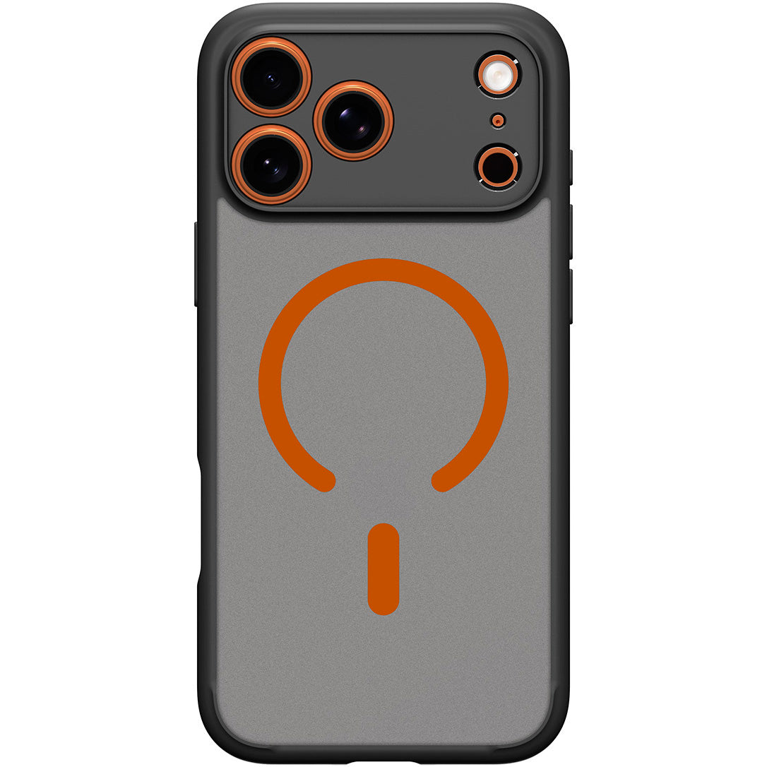 Handyhülle für iPhone 17 Pro Max, Spigen Ultra Hybrid Mag mit MagSafe, Durchscheinend-Schwarz-Orange