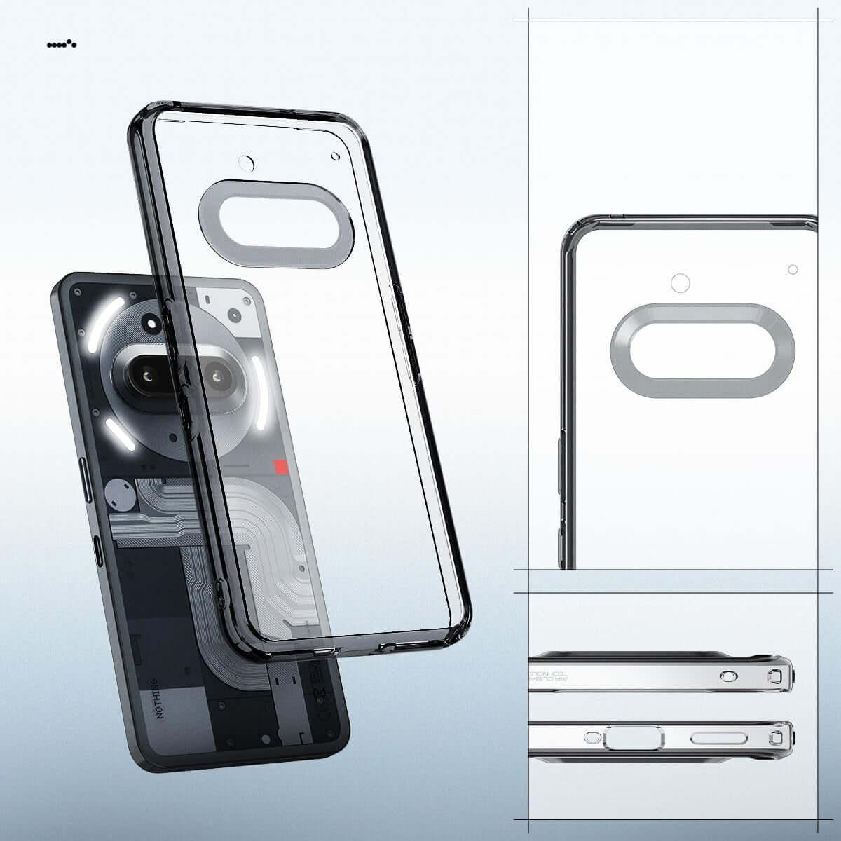 Handyhülle für Nothing Phone 3a, Spigen Ultra Hybrid, Transparent/Rauchfarben