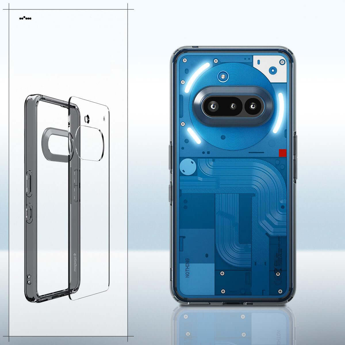 Handyhülle für Nothing Phone 3a, Spigen Ultra Hybrid, Transparent/Rauchfarben