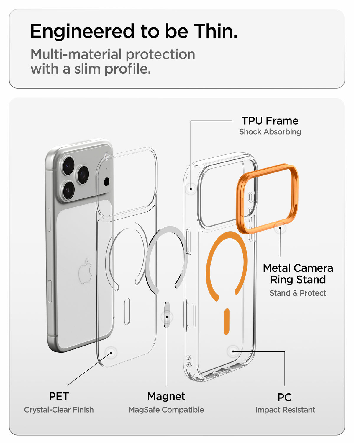 Handyhülle für iPhone 18 Pro Max / 17 Pro Max, Spigen Ultra Hybrid Optik S Mag mit MagSafe, Transparent-Orange (9/12)