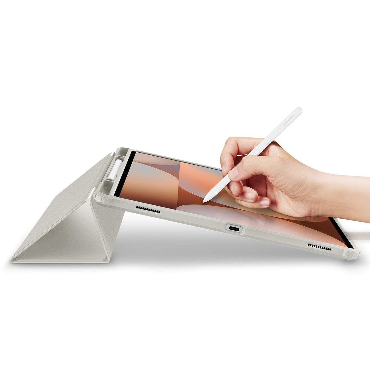 Hülle für Galaxy Tab S10 Ultra / S9 Ultra / S8 Ultra, Spigen Ultra Hybrid Pro, Grau-Transparent