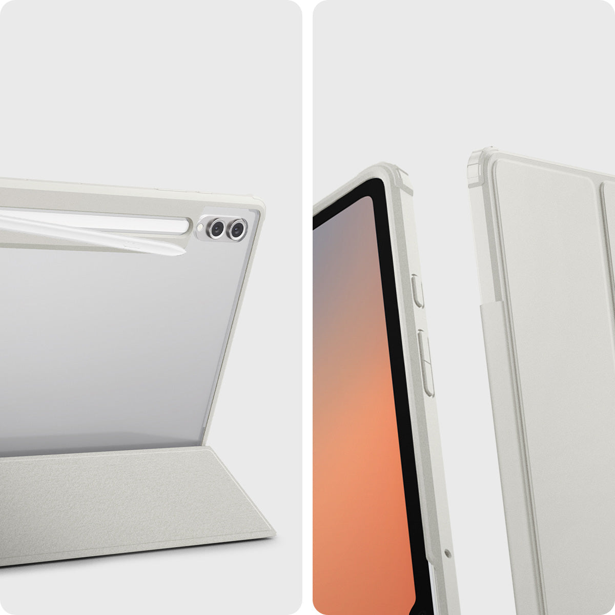 Hülle für Galaxy Tab S10 Ultra / S9 Ultra / S8 Ultra, Spigen Ultra Hybrid Pro, Grau-Transparent