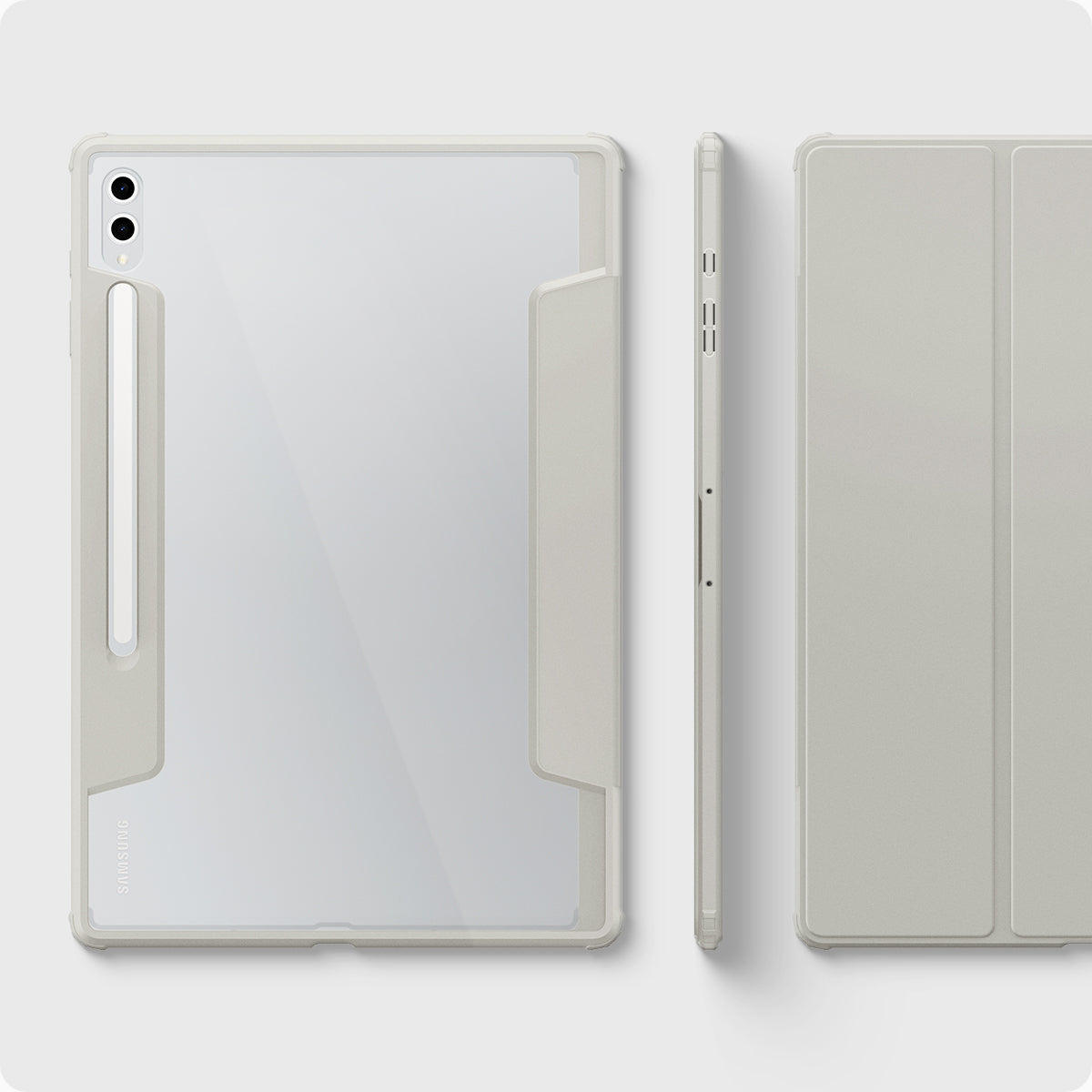 Hülle für Galaxy Tab S10 Ultra / S9 Ultra / S8 Ultra, Spigen Ultra Hybrid Pro, Grau-Transparent