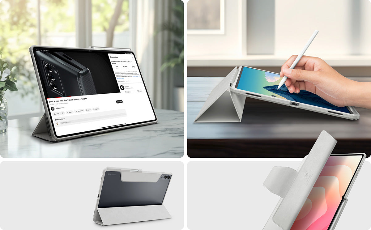 Schutzhülle für Galaxy Tab S12 Ultra / S11 Ultra, Spigen Ultra Hybrid Pro, Grau-Transparent