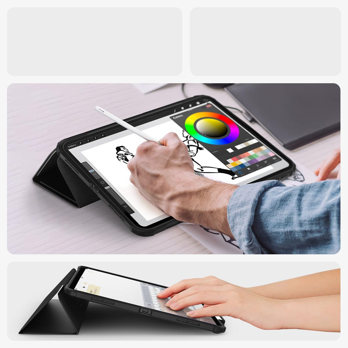 Schutzhülle für iPad Air 13" M4/M3/M2, Spigen Ultra Hybrid Pro, Schwarz und Transparent
