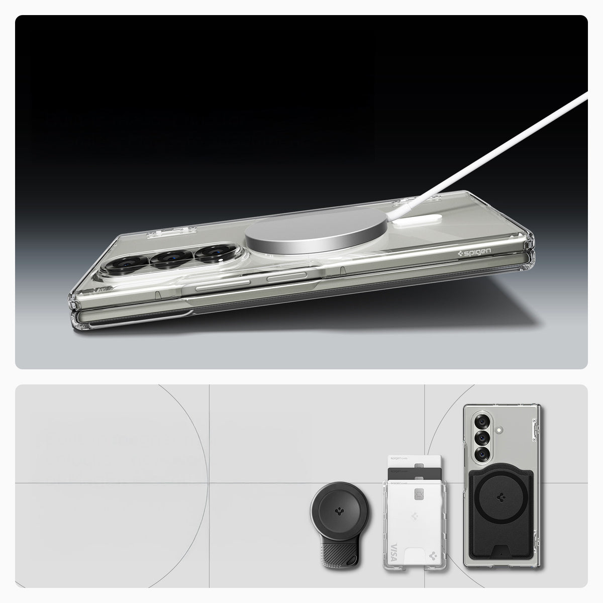 Handyhülle für Galaxy Z Fold7, Spigen Ultra Hybrid Pro Mag mit MagSafe, Transparent-Weiß