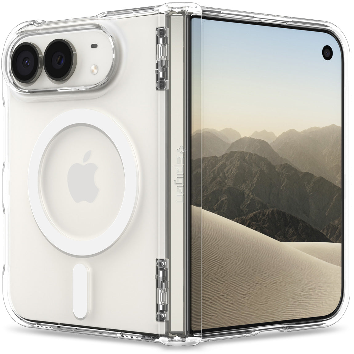 Handyhülle für iPhone Duo, Spigen Ultra Hybrid Pro Mag mit MagSafe, Transparent-Weiß (1/14)