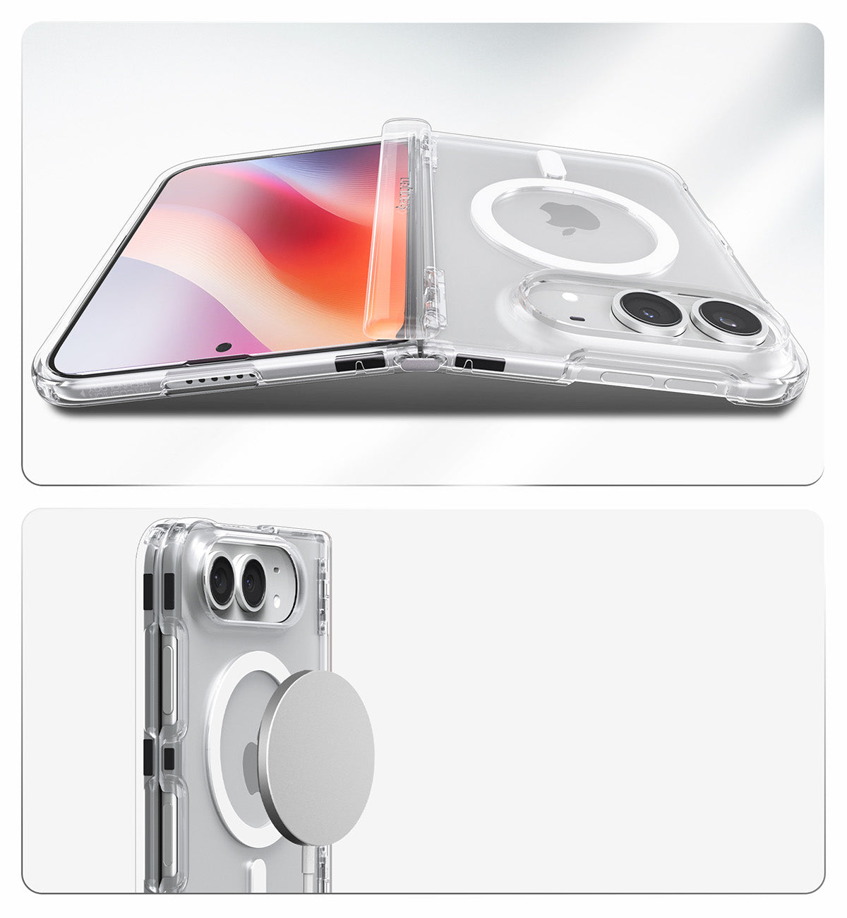 Handyhülle für iPhone Duo, Spigen Ultra Hybrid Pro Mag mit MagSafe, Transparent-Weiß (3/14)
