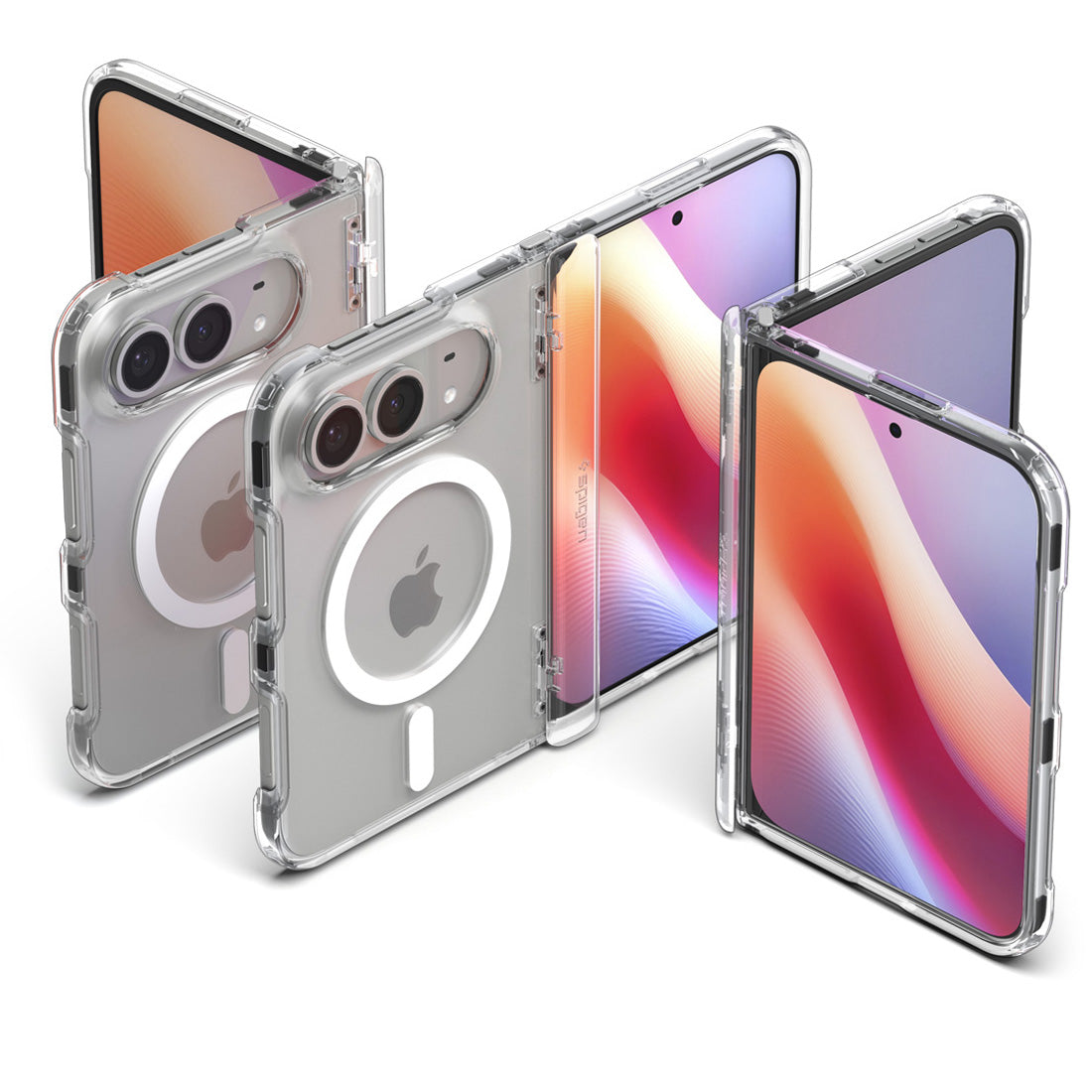 Handyhülle für iPhone Duo, Spigen Ultra Hybrid Pro Mag mit MagSafe, Transparent-Weiß (4/14)