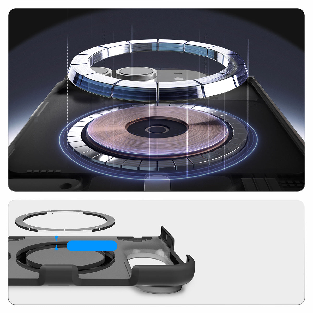 Handyhülle für iPhone Duo, Spigen Ultra Hybrid Pro Mag mit MagSafe, Rauchfarben-Schwarz (5/14)