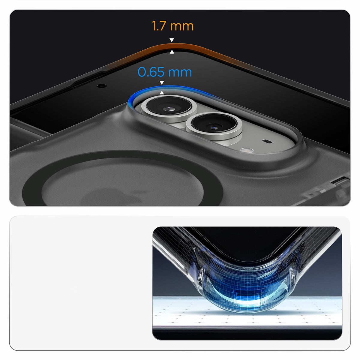 Handyhülle für iPhone Duo, Spigen Ultra Hybrid Pro Mag mit MagSafe, Rauchfarben-Schwarz (7/14)