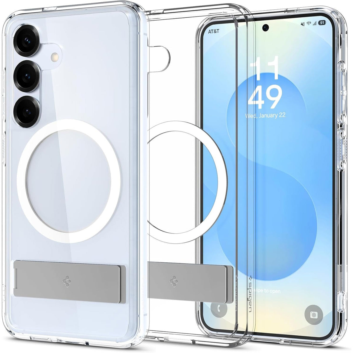 Handyhülle für Galaxy S25, Spigen Ultra Hybrid S Mag mit MagSafe, Transparent-Weiß