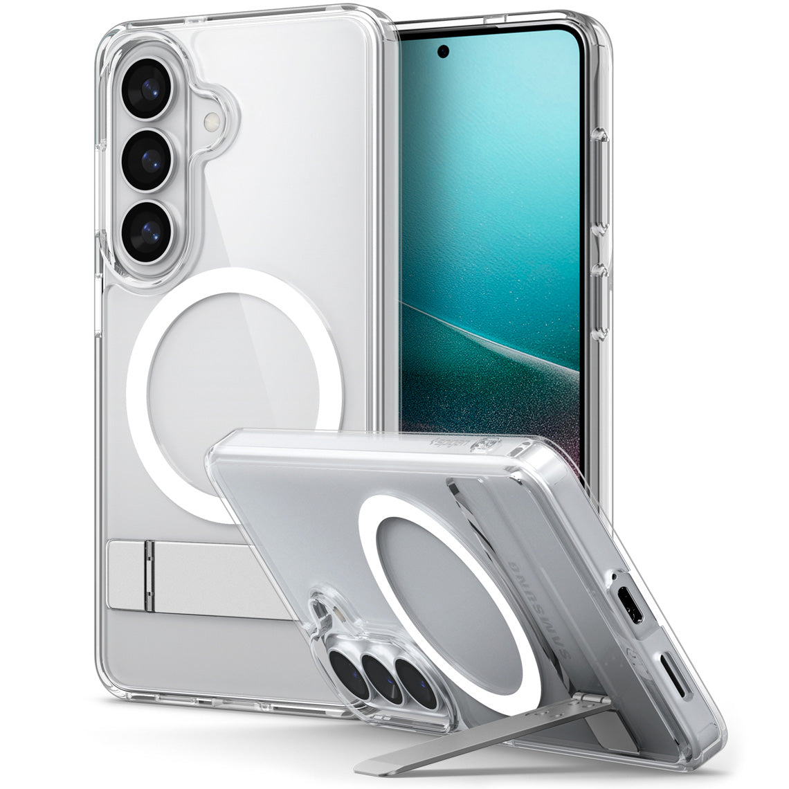 Handyhülle für Galaxy S26, Spigen Ultra Hybrid S Mag mit MagSafe, Transparent-Weiß