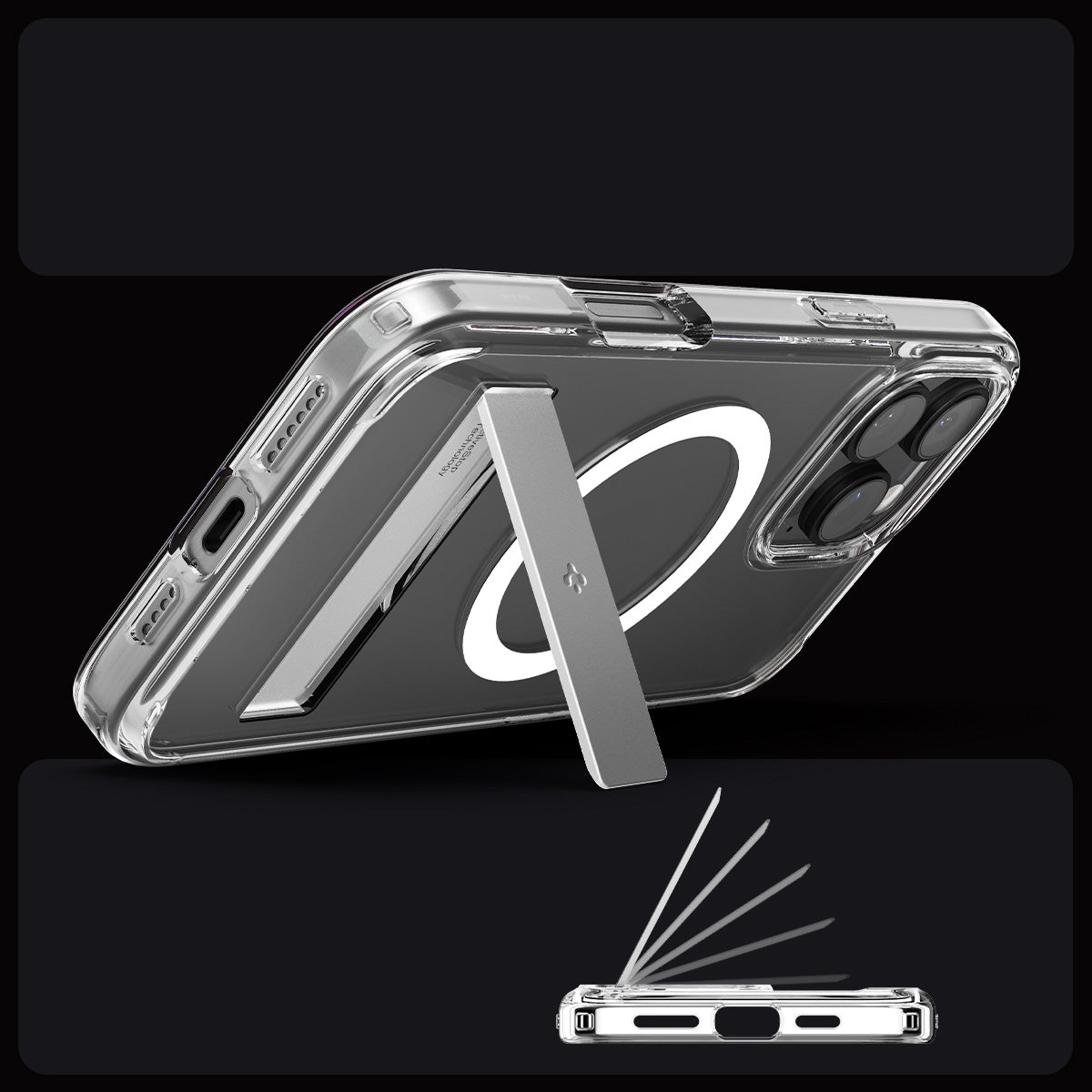 Handyhülle für iPhone 16 Pro, Spigen Ultra Hybrid S Mag mit MagSafe, Transparent-Weiß