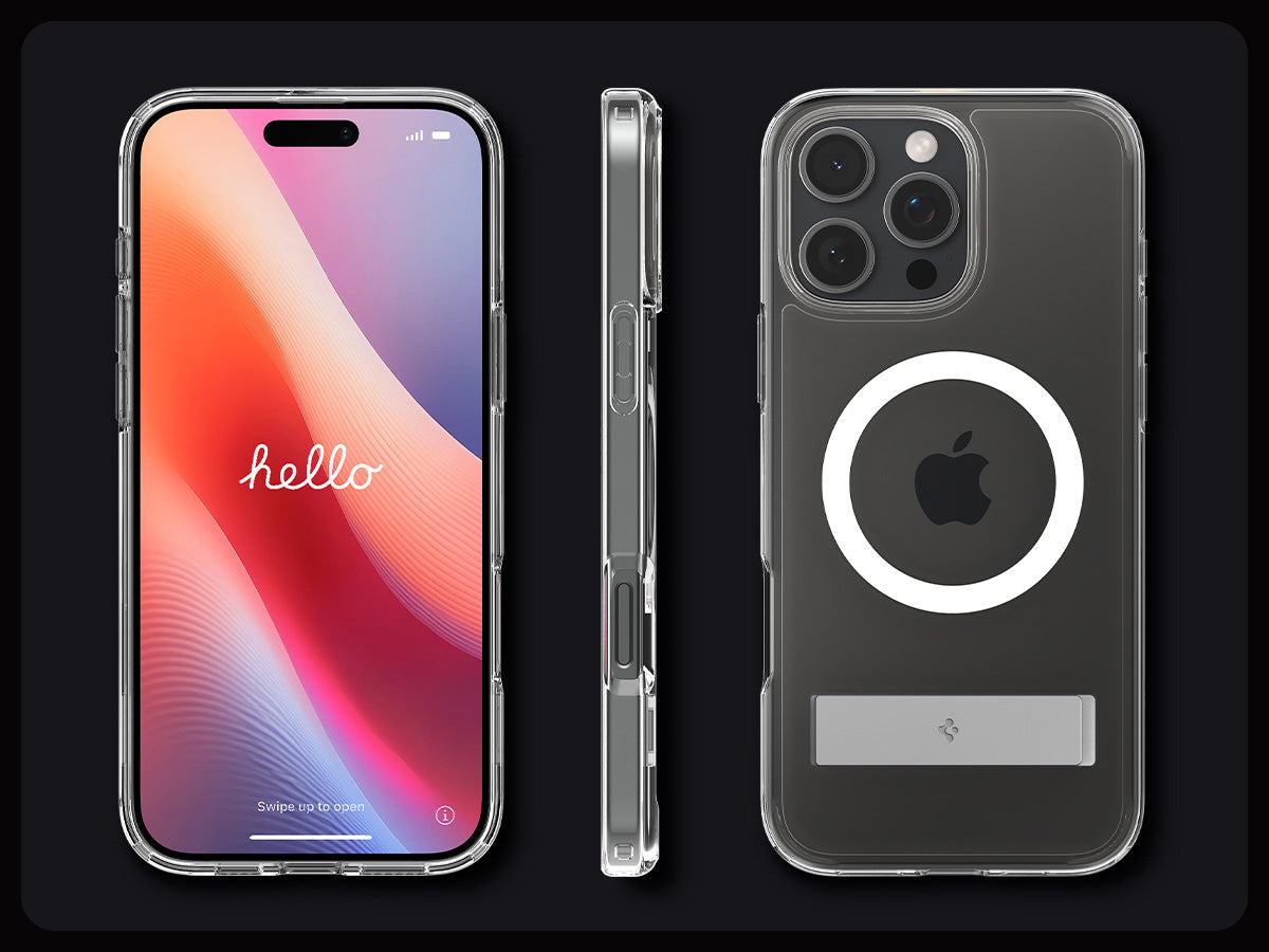 Handyhülle für iPhone 16 Pro, Spigen Ultra Hybrid S Mag mit MagSafe, Transparent-Weiß