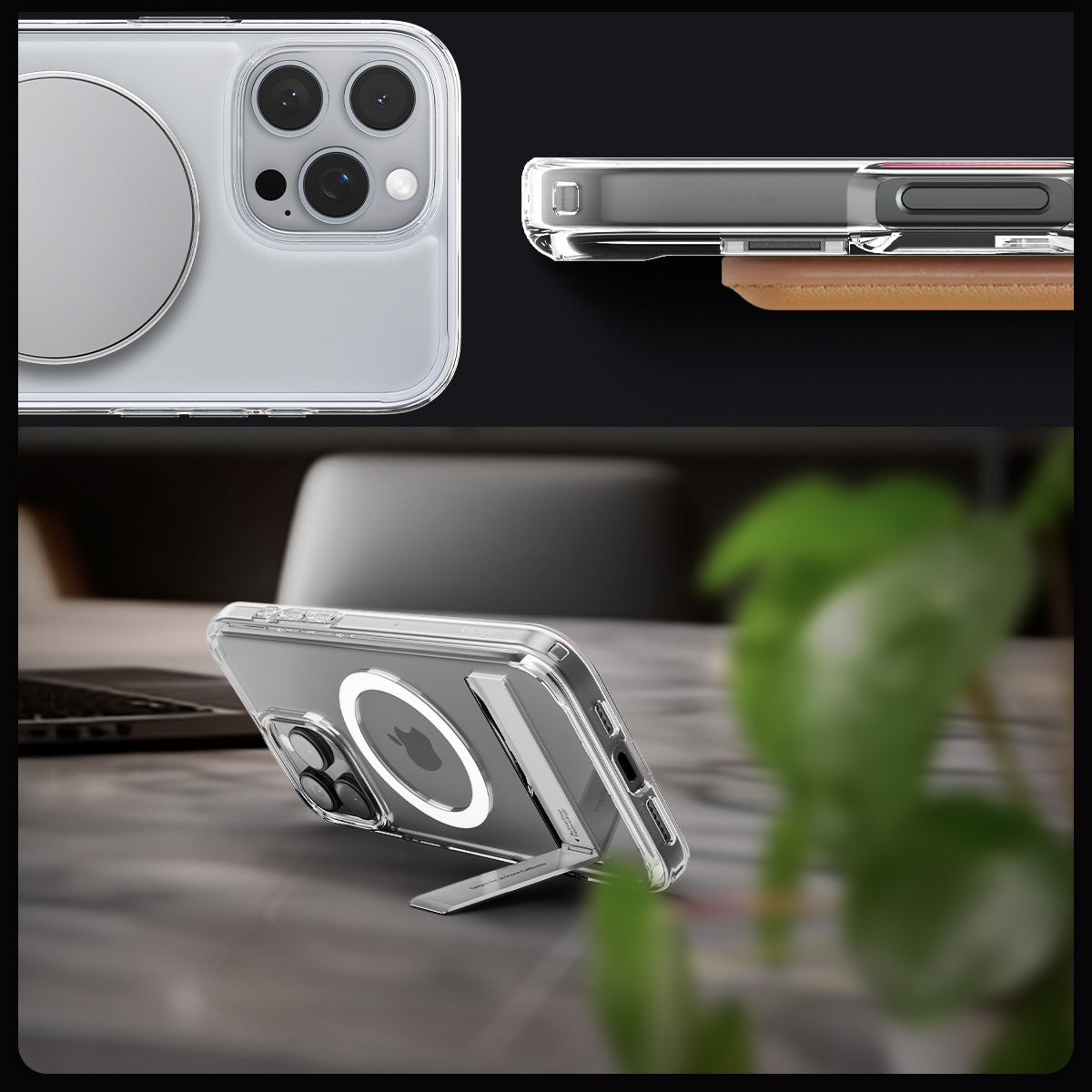 Handyhülle für iPhone 16 Pro, Spigen Ultra Hybrid S Mag mit MagSafe, Transparent-Weiß