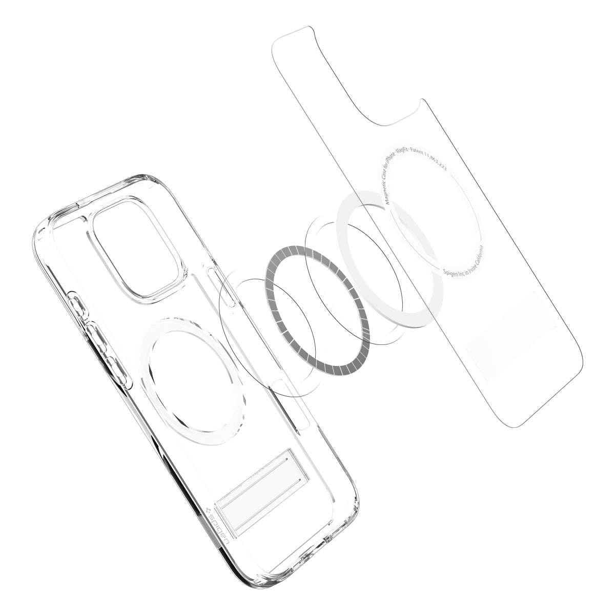 Handyhülle für iPhone 16 Pro, Spigen Ultra Hybrid S Mag mit MagSafe, Transparent-Weiß